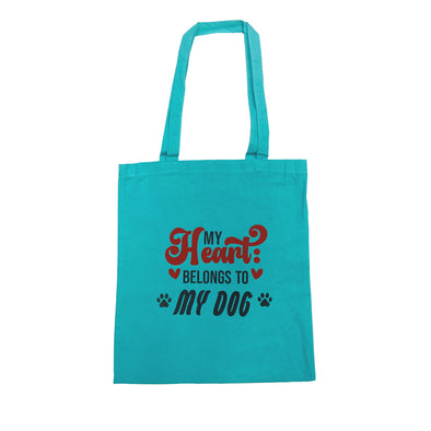 My Heart Belongs To My Dog Turquoise Tote