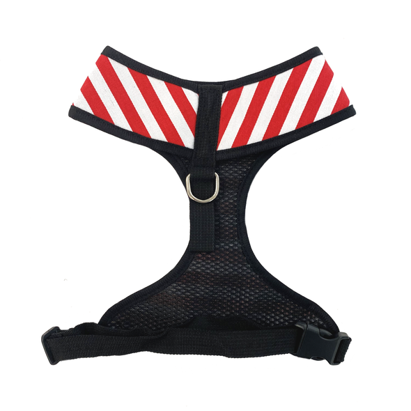 Stripy Adjustable Dog Harness - Red