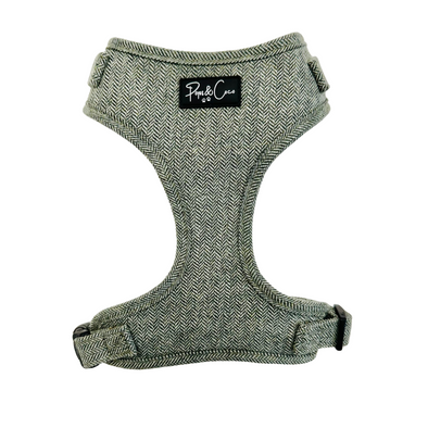 Luxury Tweed Fully Adjustable Harness in Sage Green