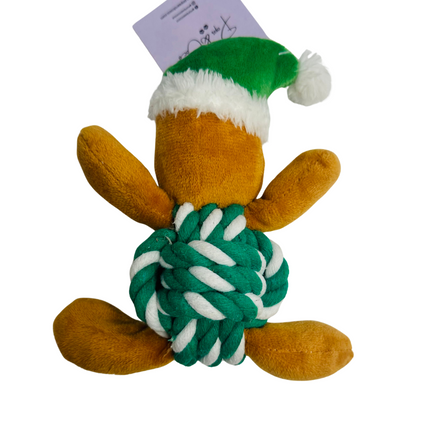 Gingerbread Man Rope Plush Christmas Dog Toy in Green or Red