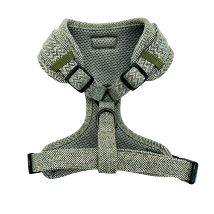 Luxury Tweed Fully Adjustable Harness in Sage Green