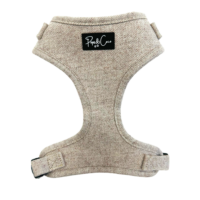 Luxury Tweed Fully Adjustable Harness in Oatmeal