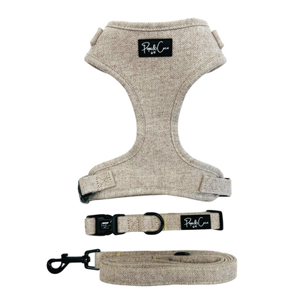 Luxury Tweed Fully Adjustable Harness in Oatmeal