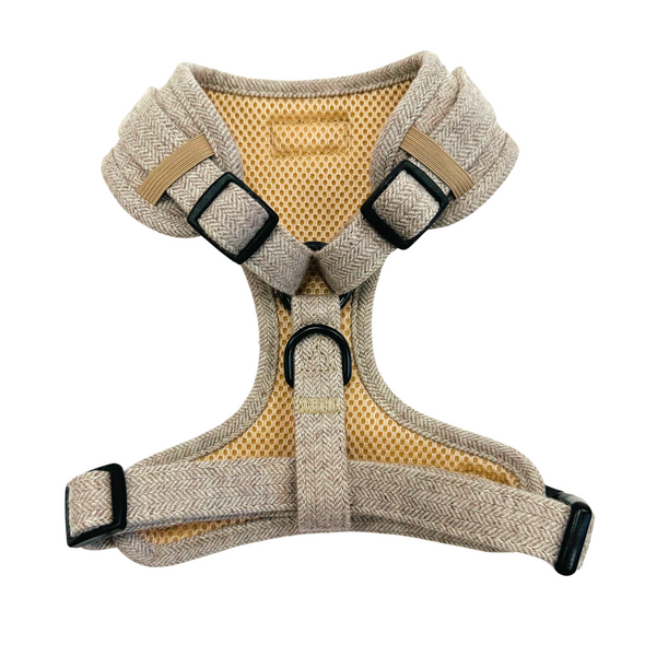 Luxury Tweed Fully Adjustable Harness in Oatmeal