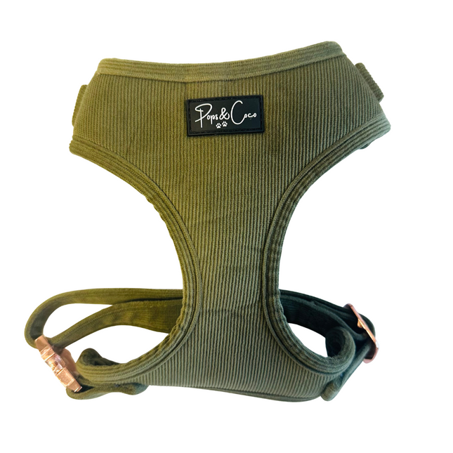 TEAR IN FABRIC SEE IMAGES Luxury Corduroy Harness Olive Green Size S-M