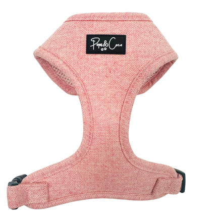 Luxury Tweed Fully Adjustable Harness in Blush Pink
