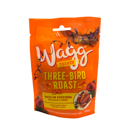 Wagg Christmas Dog Treats - Festive Editions - Three Bird Roast, Christmas Cookies, Christmas Dinner - 100g