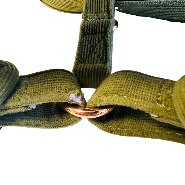 TEAR IN FABRIC SEE IMAGES Luxury Corduroy Harness Olive Green Size S-M