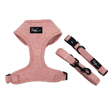 Luxury Tweed Fully Adjustable Harness in Blush Pink