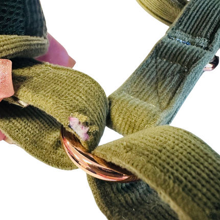 TEAR IN FABRIC SEE IMAGES Luxury Corduroy Harness Olive Green Size S-M
