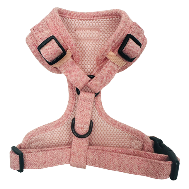 Luxury Tweed Fully Adjustable Harness in Blush Pink