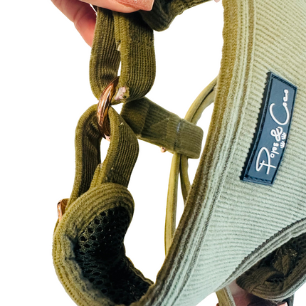 TEAR IN FABRIC SEE IMAGES Luxury Corduroy Harness Olive Green Size S-M