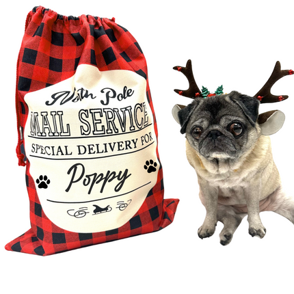 Personalised Red Checked Christmas Sack