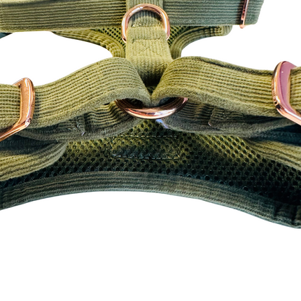 TEAR IN FABRIC SEE IMAGES Luxury Corduroy Harness Olive Green Size S-M