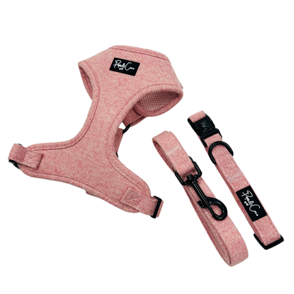 Luxury Tweed Fully Adjustable Harness in Blush Pink