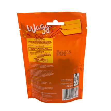 Wagg Christmas Dog Treats - Festive Editions - Three Bird Roast, Christmas Cookies, Christmas Dinner - 100g