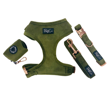 Luxury Corduroy Fully Adjustable Harness in Green