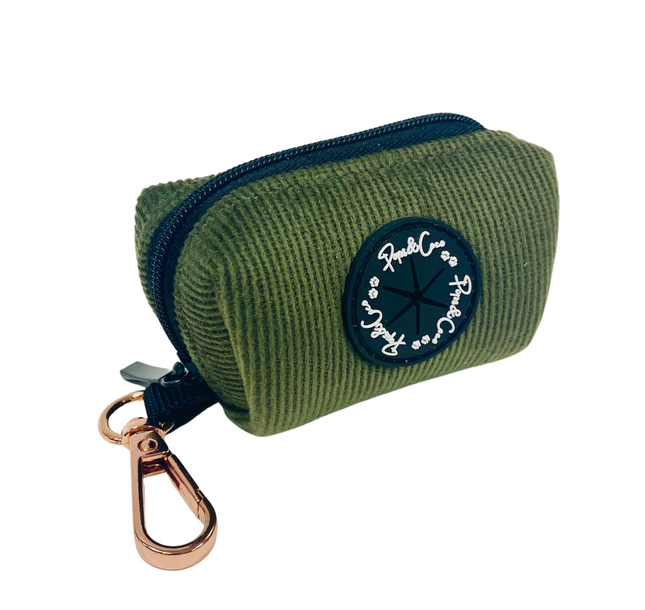 Luxury Corduroy Poo Bag Dispenser in Green