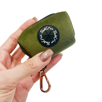 Luxury Corduroy Poo Bag Dispenser in Green