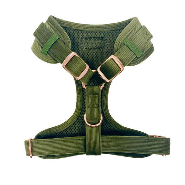 Luxury Corduroy Fully Adjustable Harness in Green