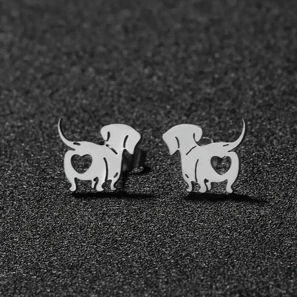 Dog with Heart Earrings