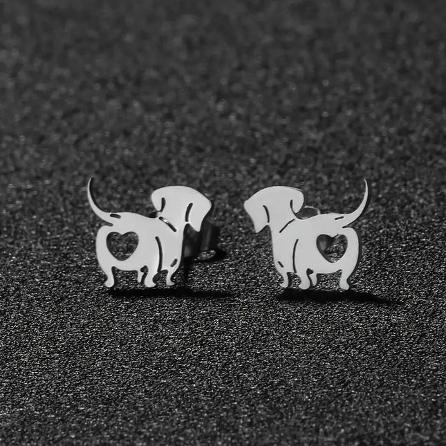 Dog with Heart Earrings