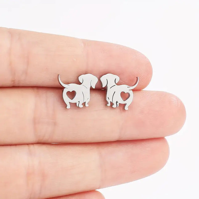 Dog with Heart Earrings