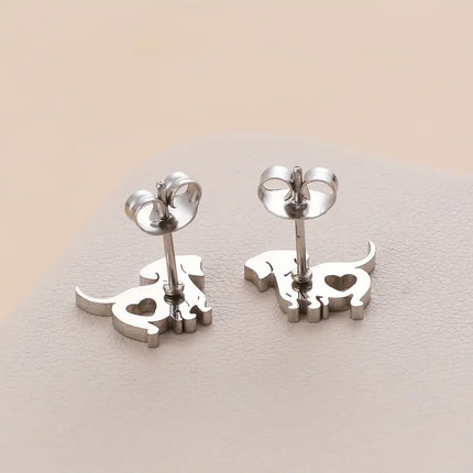 Dog with Heart Earrings
