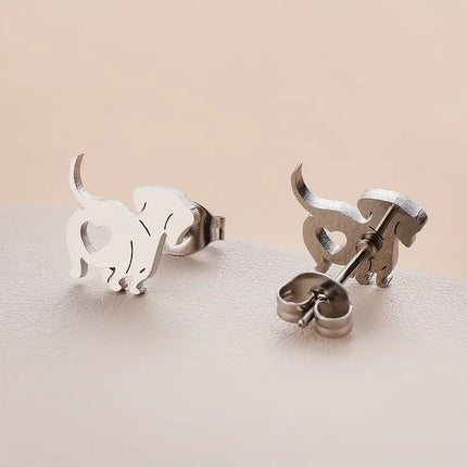 Dog with Heart Earrings