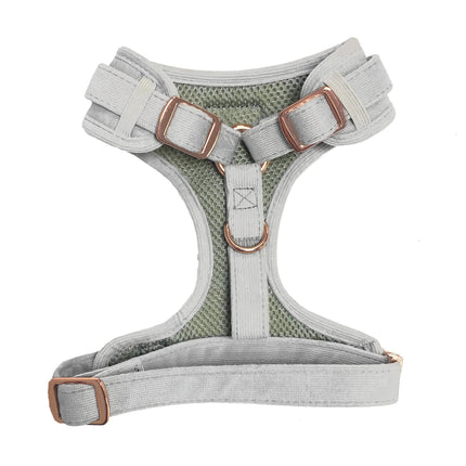 Luxury Corduroy Fully Adjustable Harness in White Grey *FREE LEAD*