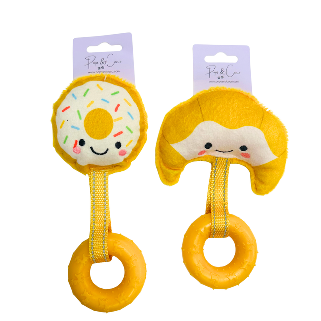 Puppy Foodie Plush With TPR Chew Ring