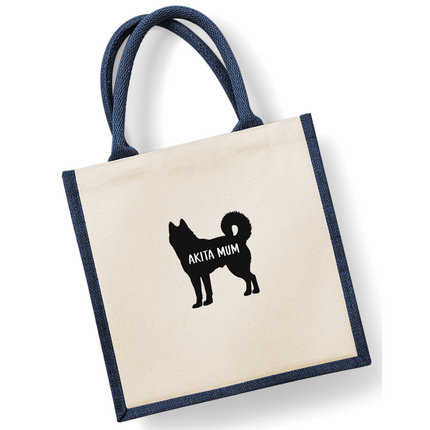 Dog Mum Jute Bag with your Dog Breed on -  in Pink or Navy - choose your dog breed.
