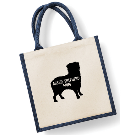 Dog Mum Jute Bag with your Dog Breed on -  in Pink or Navy - choose your dog breed.