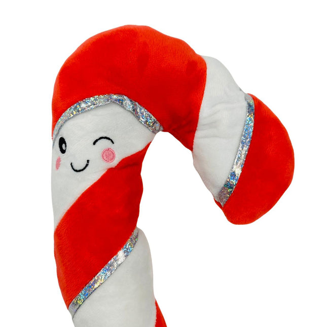 Large Candy Cane Christmas Dog Toy with Inner Rope Core