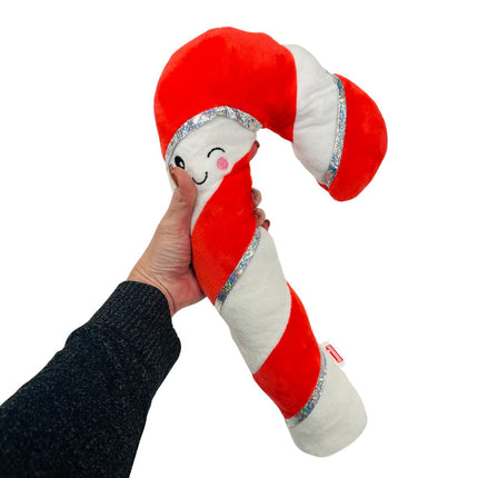Large Candy Cane Christmas Dog Toy with Inner Rope Core