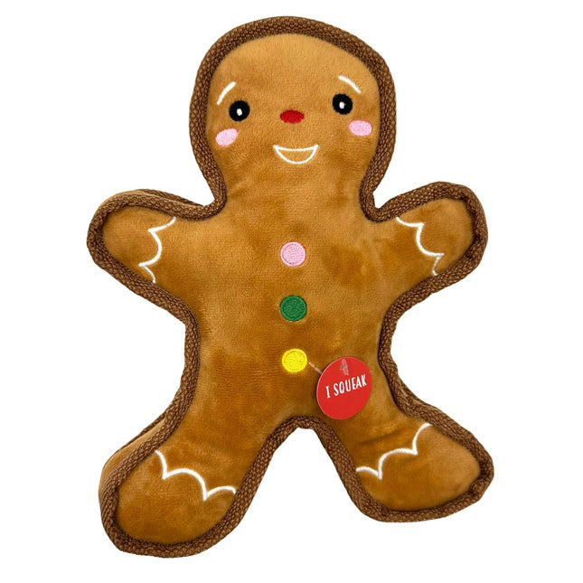 Strong Gingerbread Man Plush Dog Toy