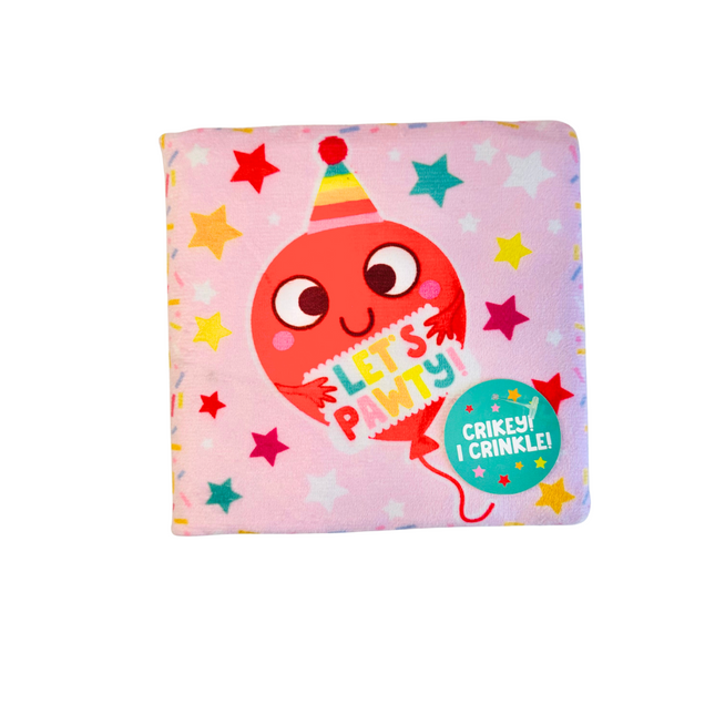 Birthday Crinkle Card Toy in Blue or Pink