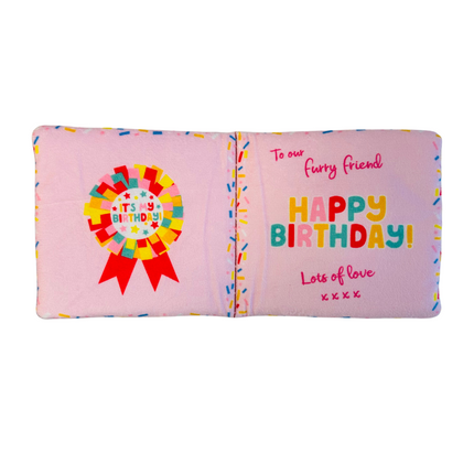 Birthday Crinkle Card Toy in Blue or Pink