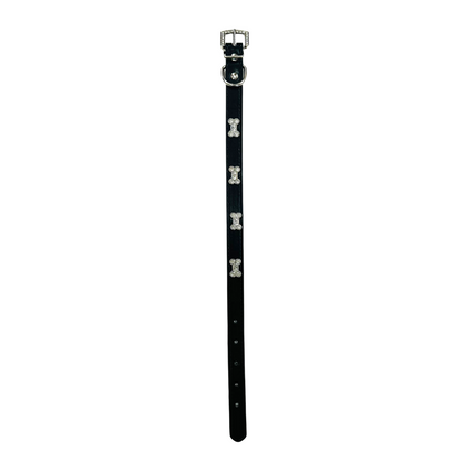 Adjustable PU Collar - Diamante Black