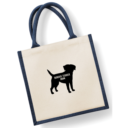 Dog Mum Jute Bag with your Dog Breed on -  in Pink or Navy - choose your dog breed.