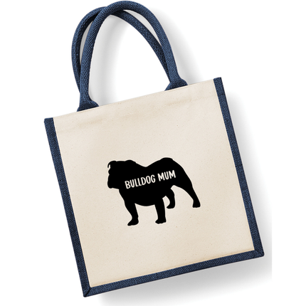 Dog Mum Jute Bag with your Dog Breed on -  in Pink or Navy - choose your dog breed.