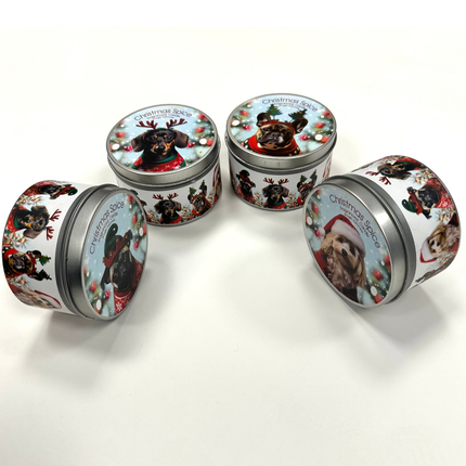 Christmas Spice Candle with Dog Design