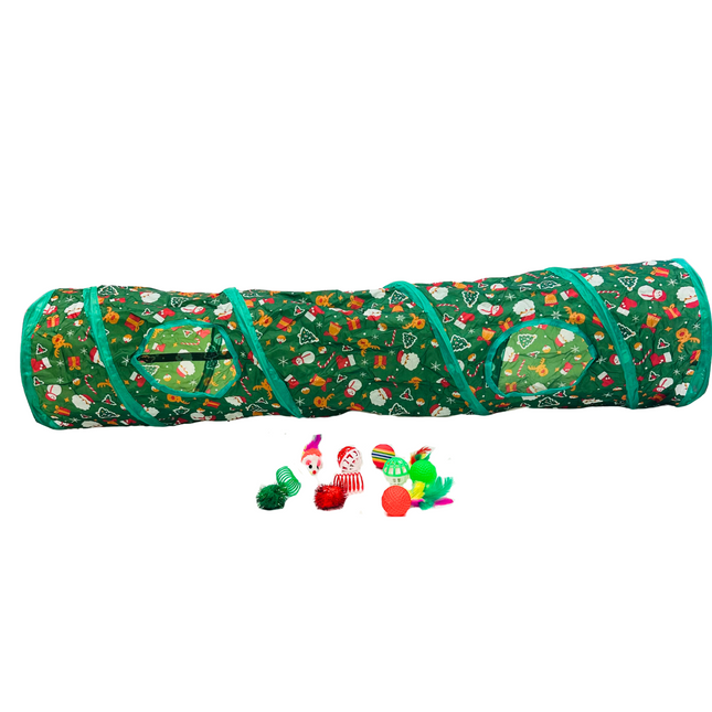 Festive Cat Toy Pack inc Tunnel