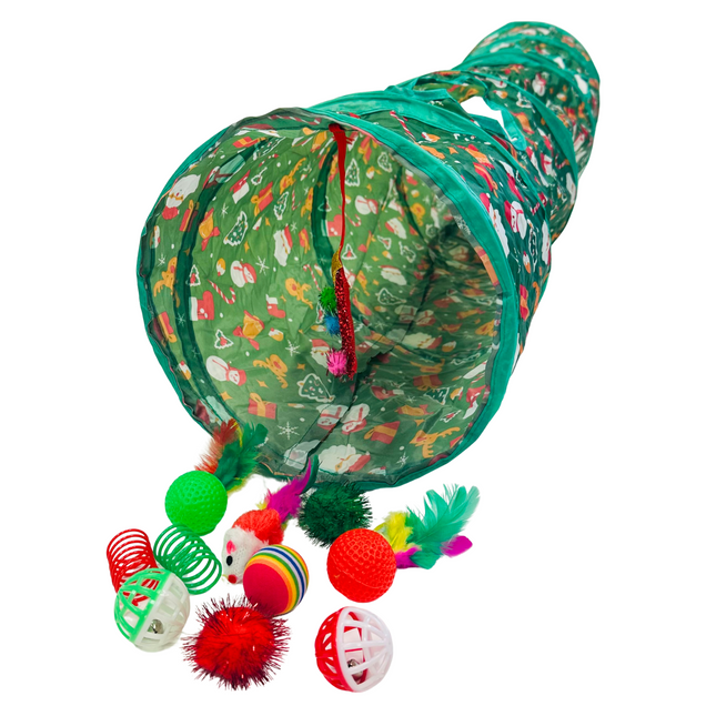 Festive Cat Toy Pack inc Tunnel