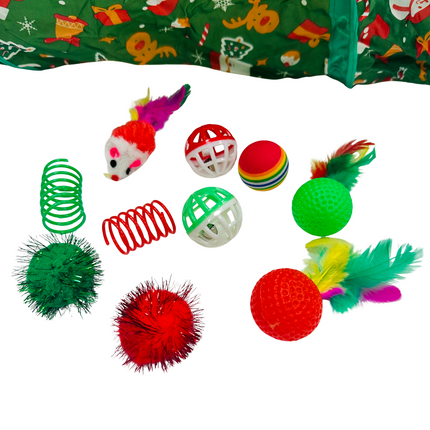 Festive Cat Toy Pack inc Tunnel
