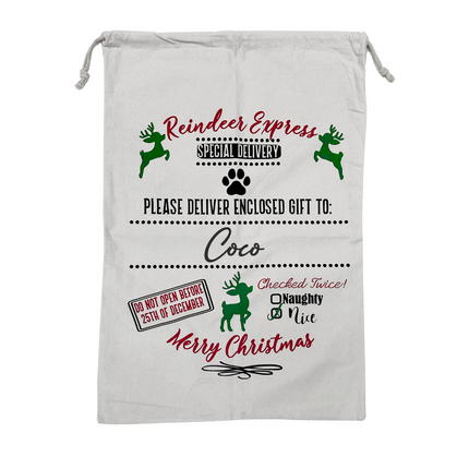 Personalised Cream Christmas Sack