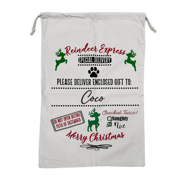 Personalised Cream Christmas Sack