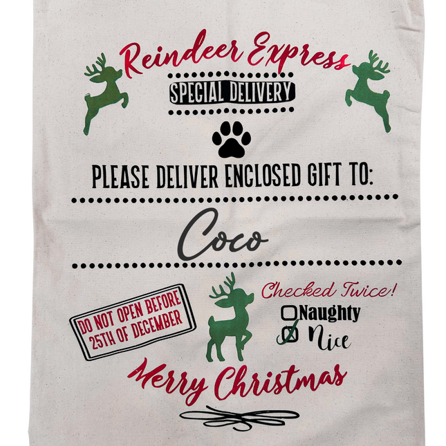Personalised Cream Christmas Sack