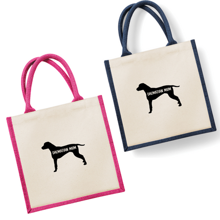 Dog Mum Jute Bag with your Dog Breed on -  in Pink or Navy - choose your dog breed.