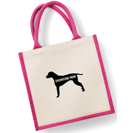 Dog Mum Jute Bag with your Dog Breed on -  in Pink or Navy - choose your dog breed.